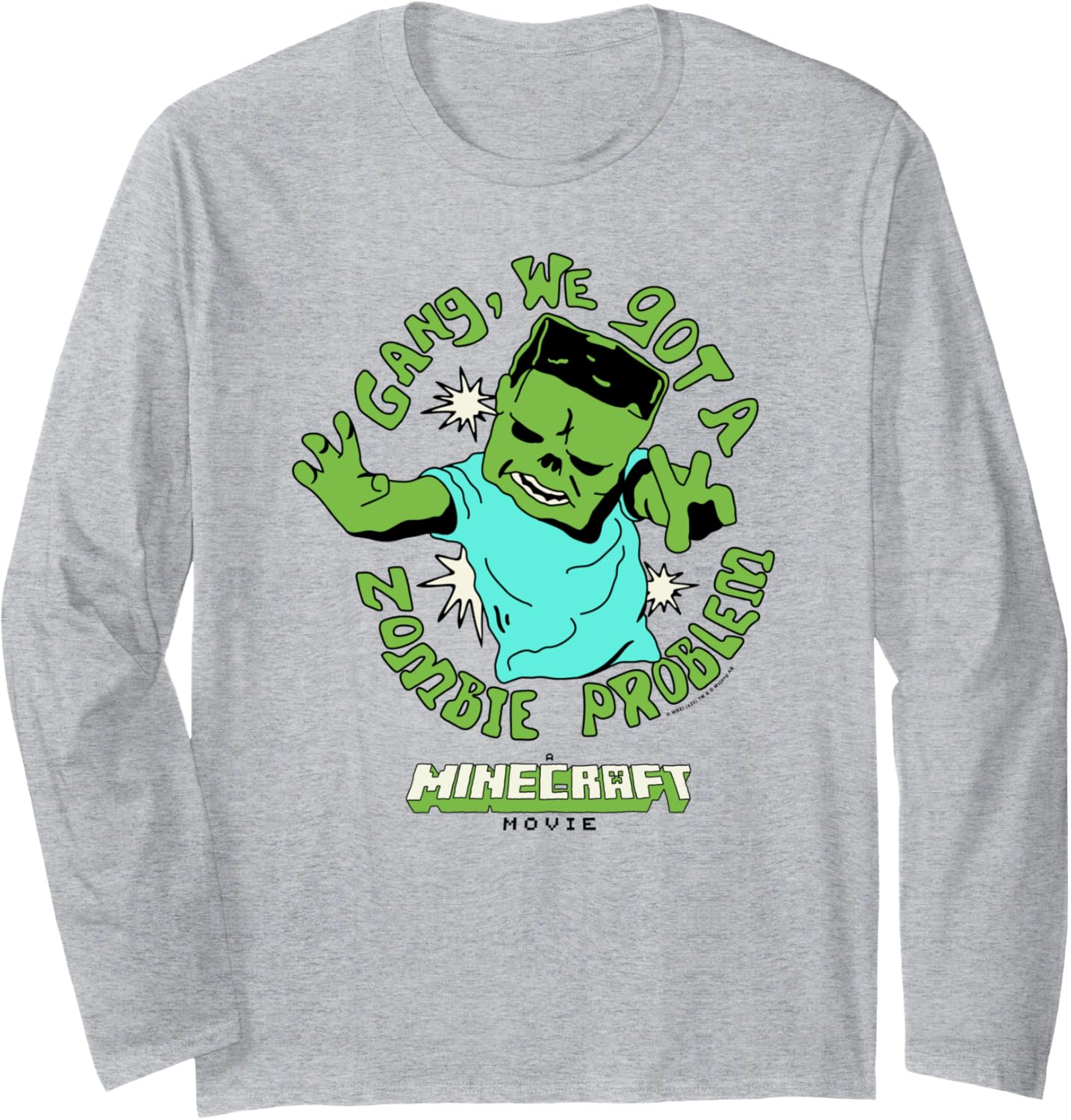 A Minecraft Movie Gang We Got A Zombie Problem Cartoon Style Long Sleeve