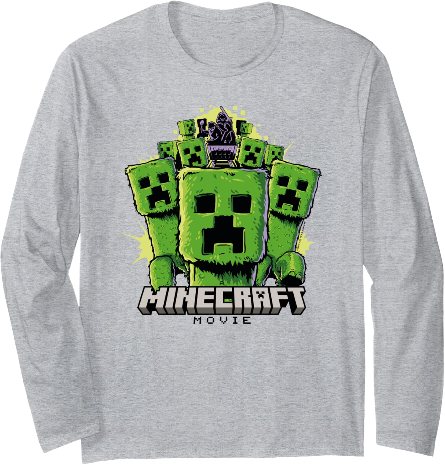 A Minecraft Movie Group Of Creepers Surrounding The Heroes Long Sleeve
