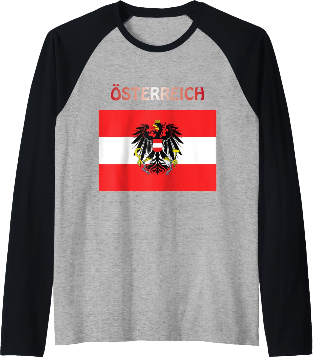 Austrian Flag Austria Austria Austrian Emblem Raglan Baseball Tee