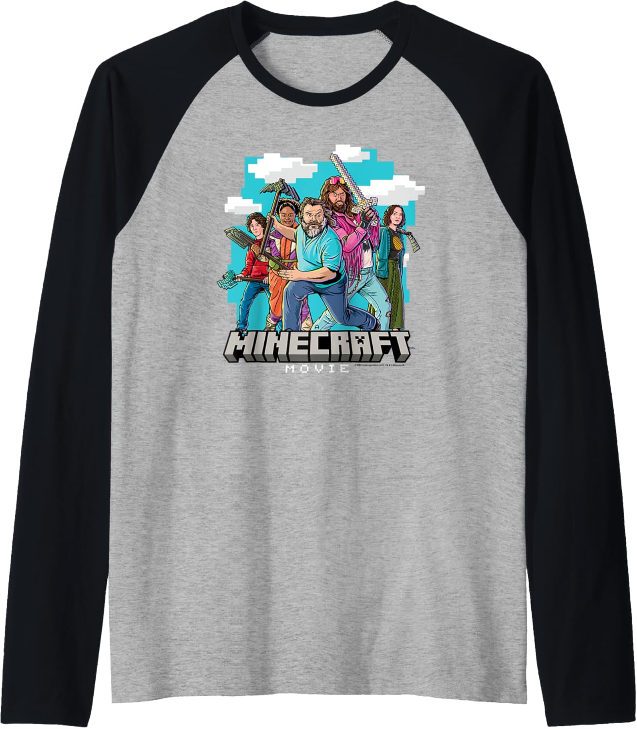 A Minecraft Movie Main Characters Ready To Fight Raglan Baseball Tee
