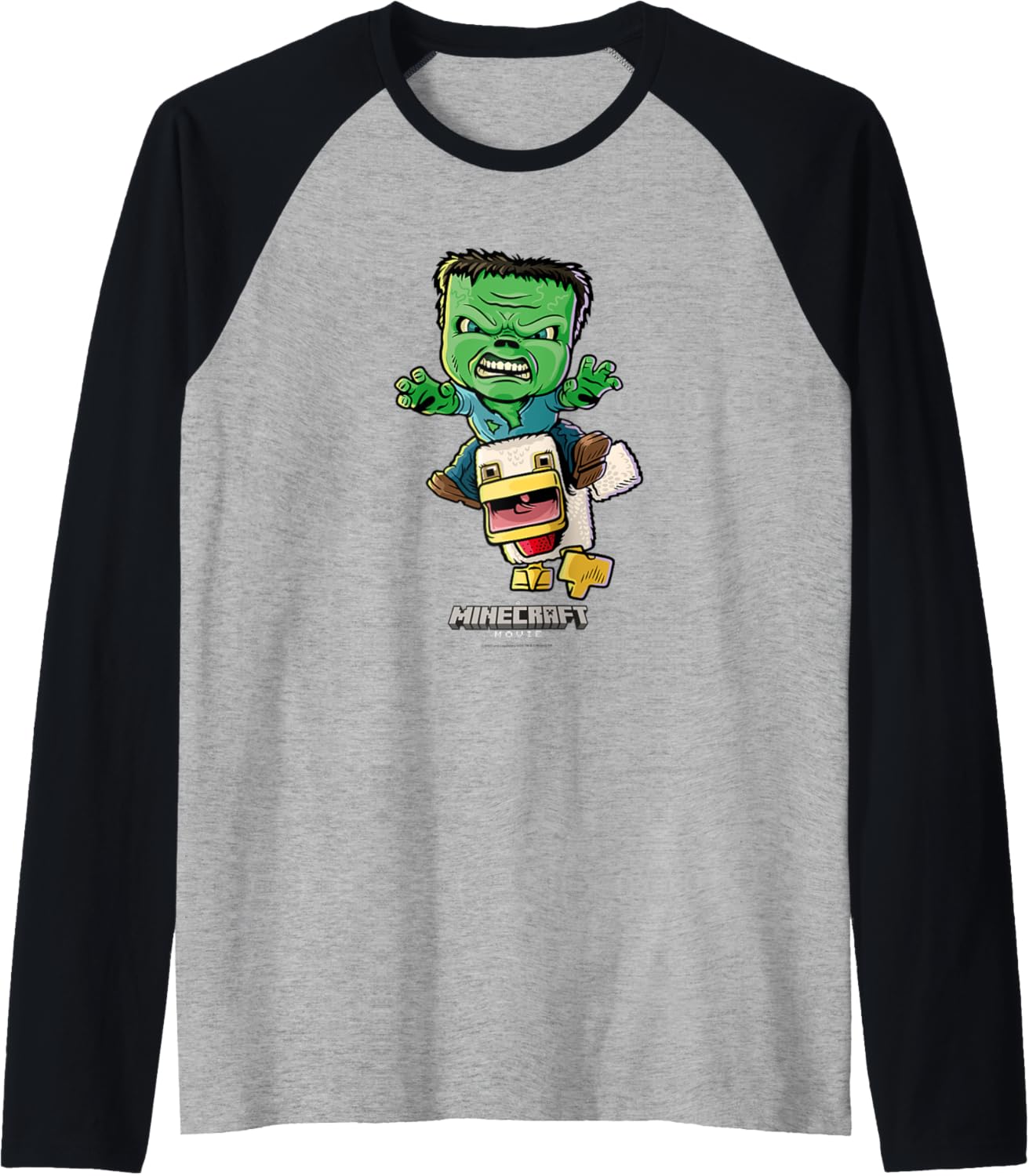 A Minecraft Movie Chicken Jockey Baby Zombie Animated Raglan Baseball Tee