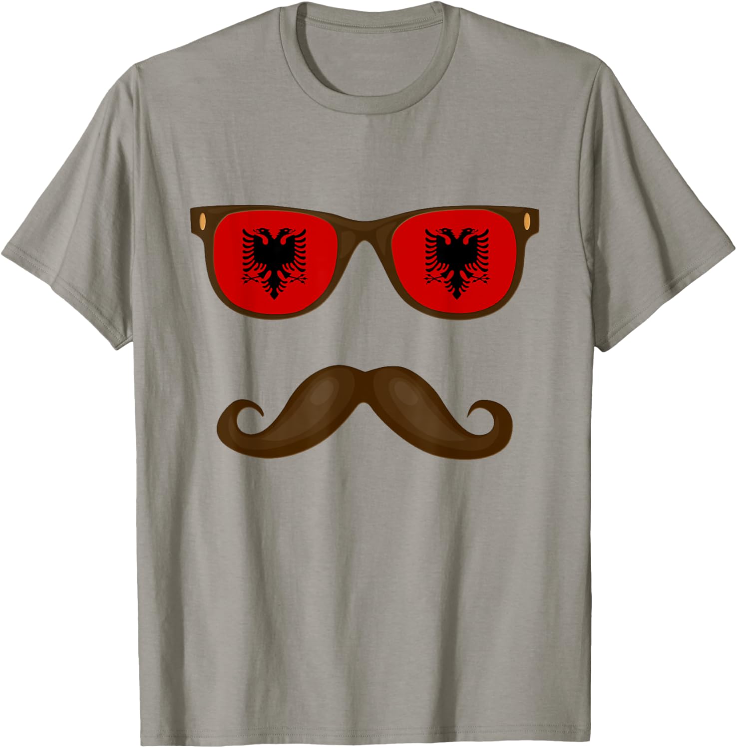 Albanian Flag Sunglasses Moustaches T shirt Albania Tee