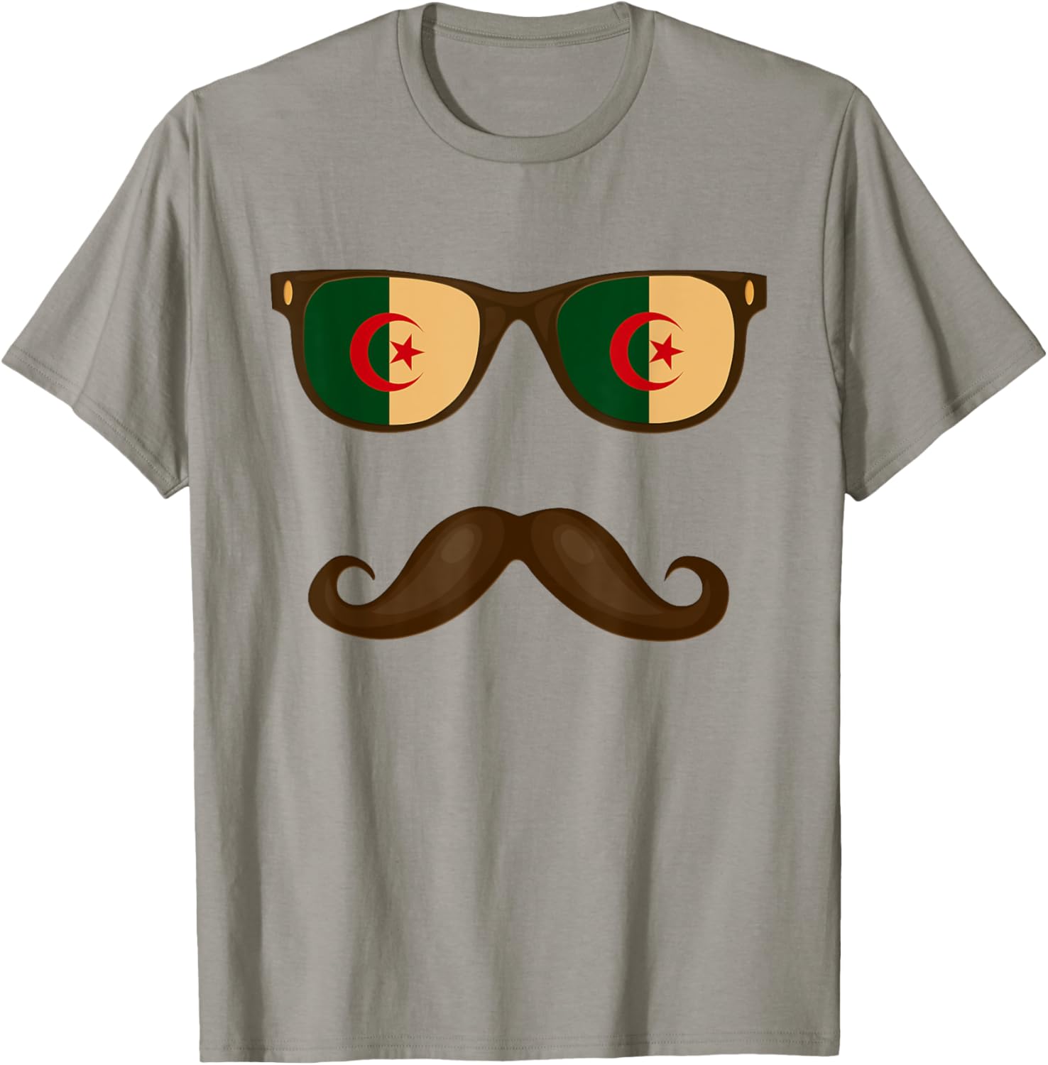 Algerian Flag Sunglasses Moustache T shirt Great Gift Tee