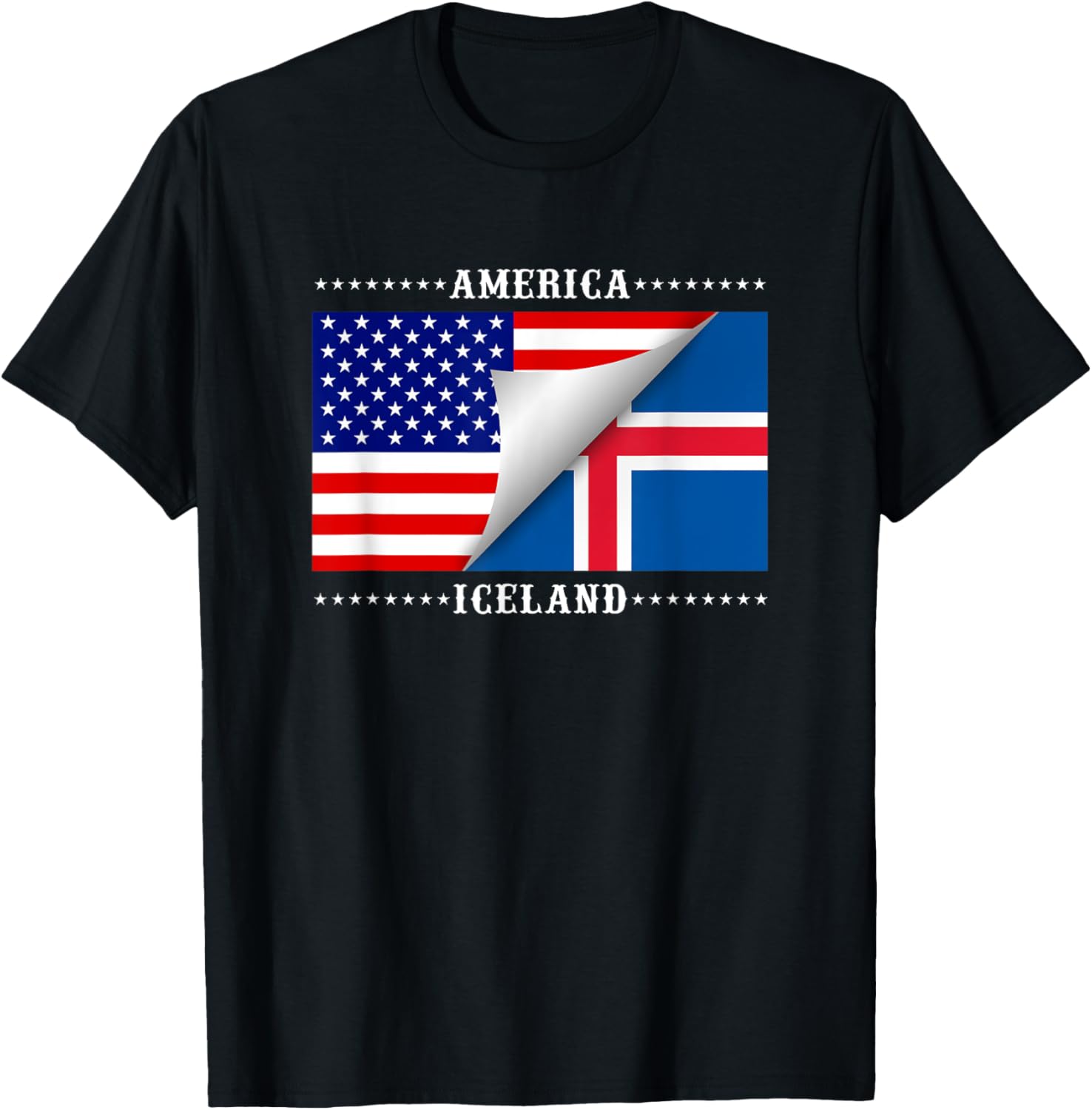 American Icelandic Flag Stars T Shirt Great Gift Tee