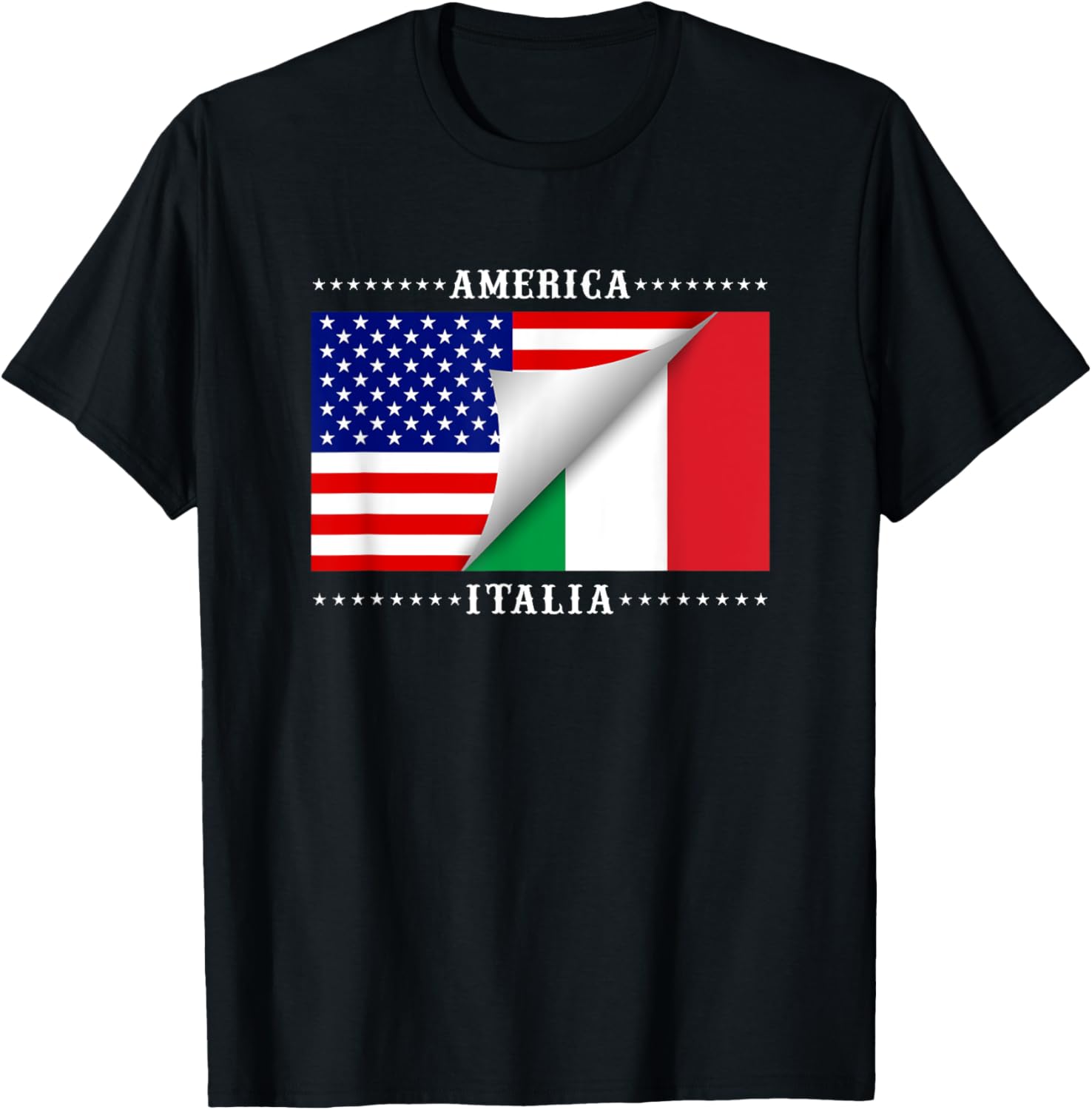 American Italian Flag Stars T Shirt Great Gift Tee