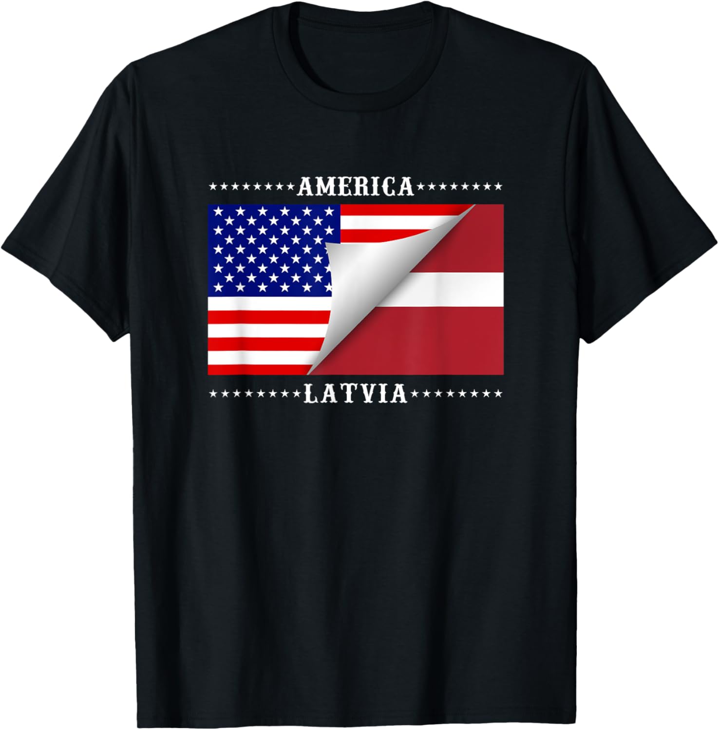 American Latvian Flag Stars T Shirt Great Gift Tee