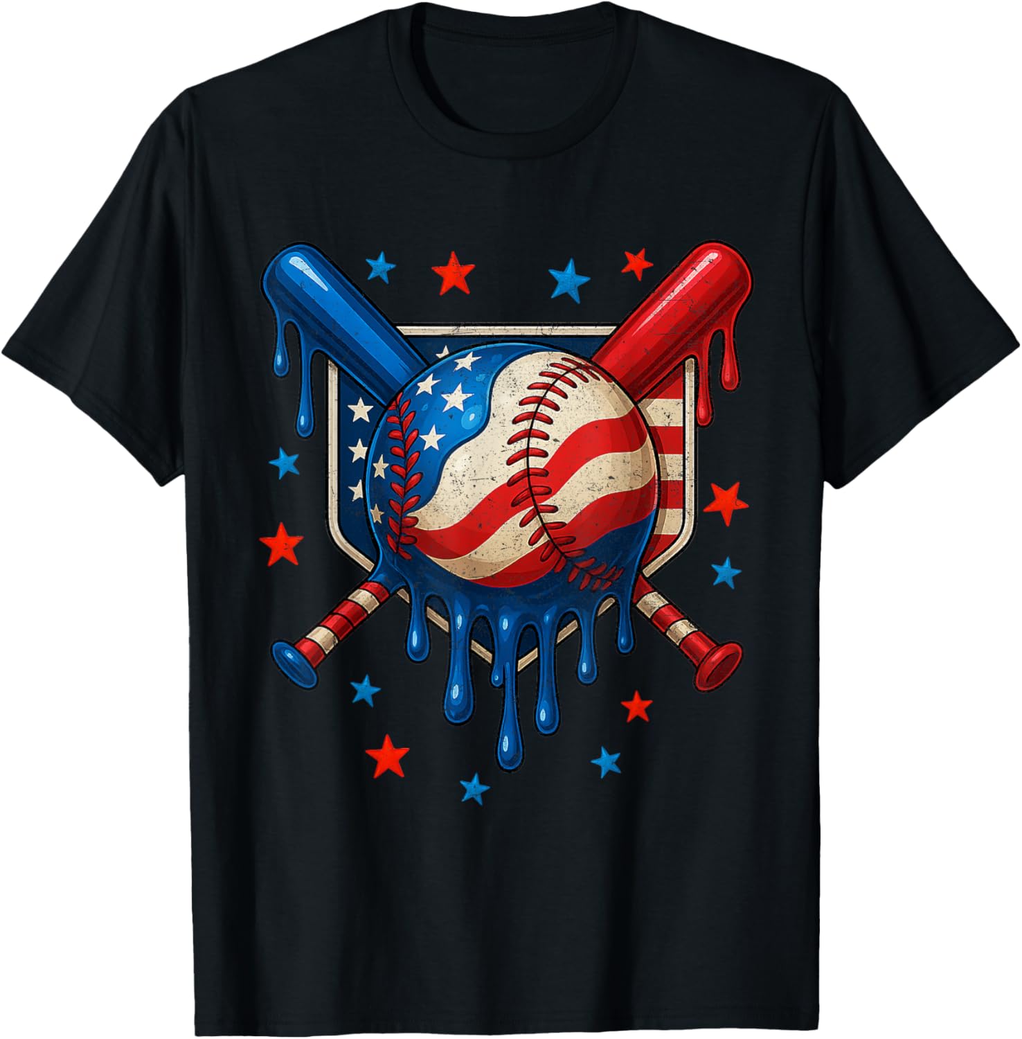 4th Of July Baseball Drip Patriotic American Flag Boys Mens