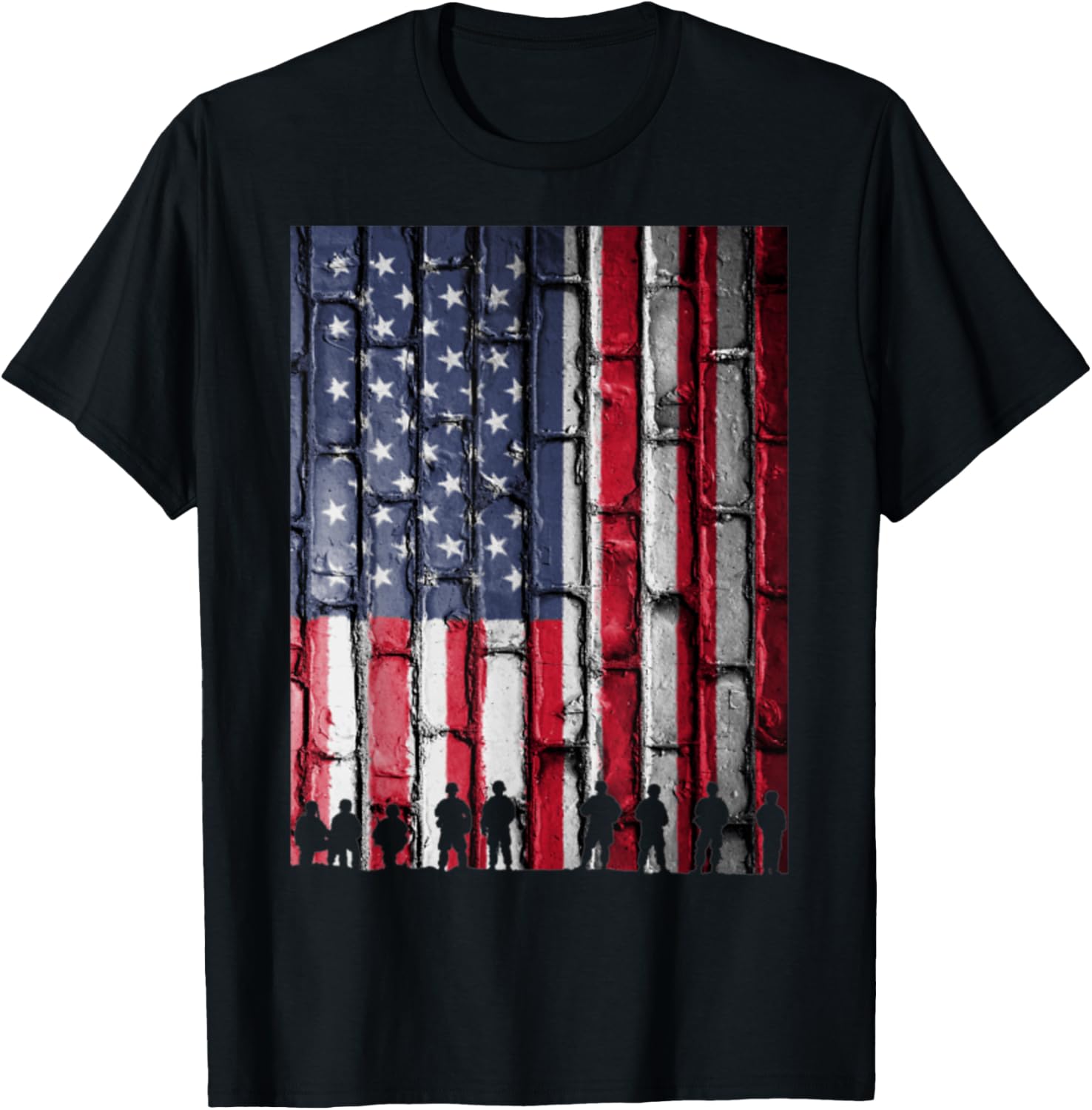 American Flag Soldiers 4th of July T Shirt for Women Men