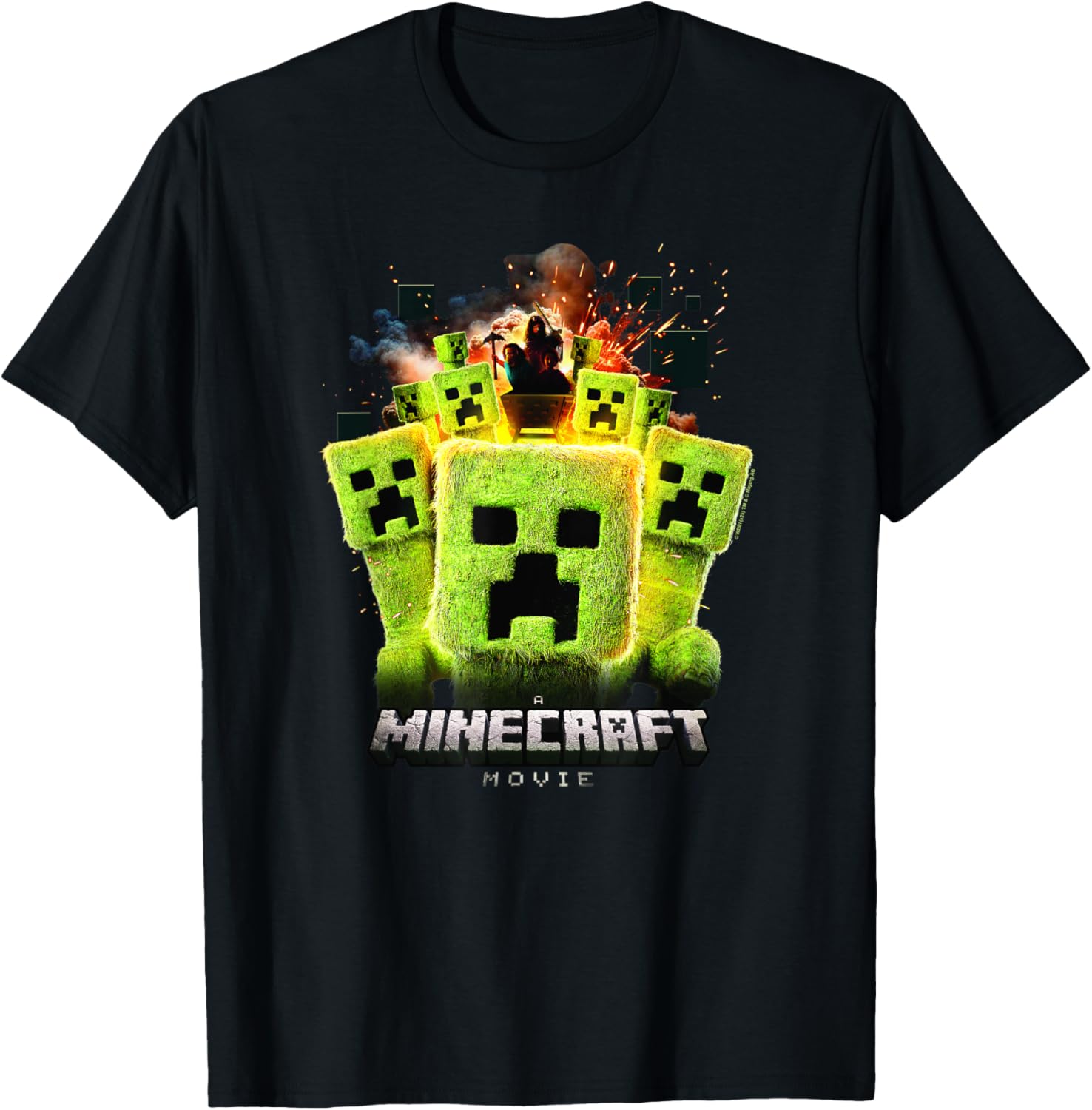 A Minecraft Movie Group Of Creepers Surrounding The Gang