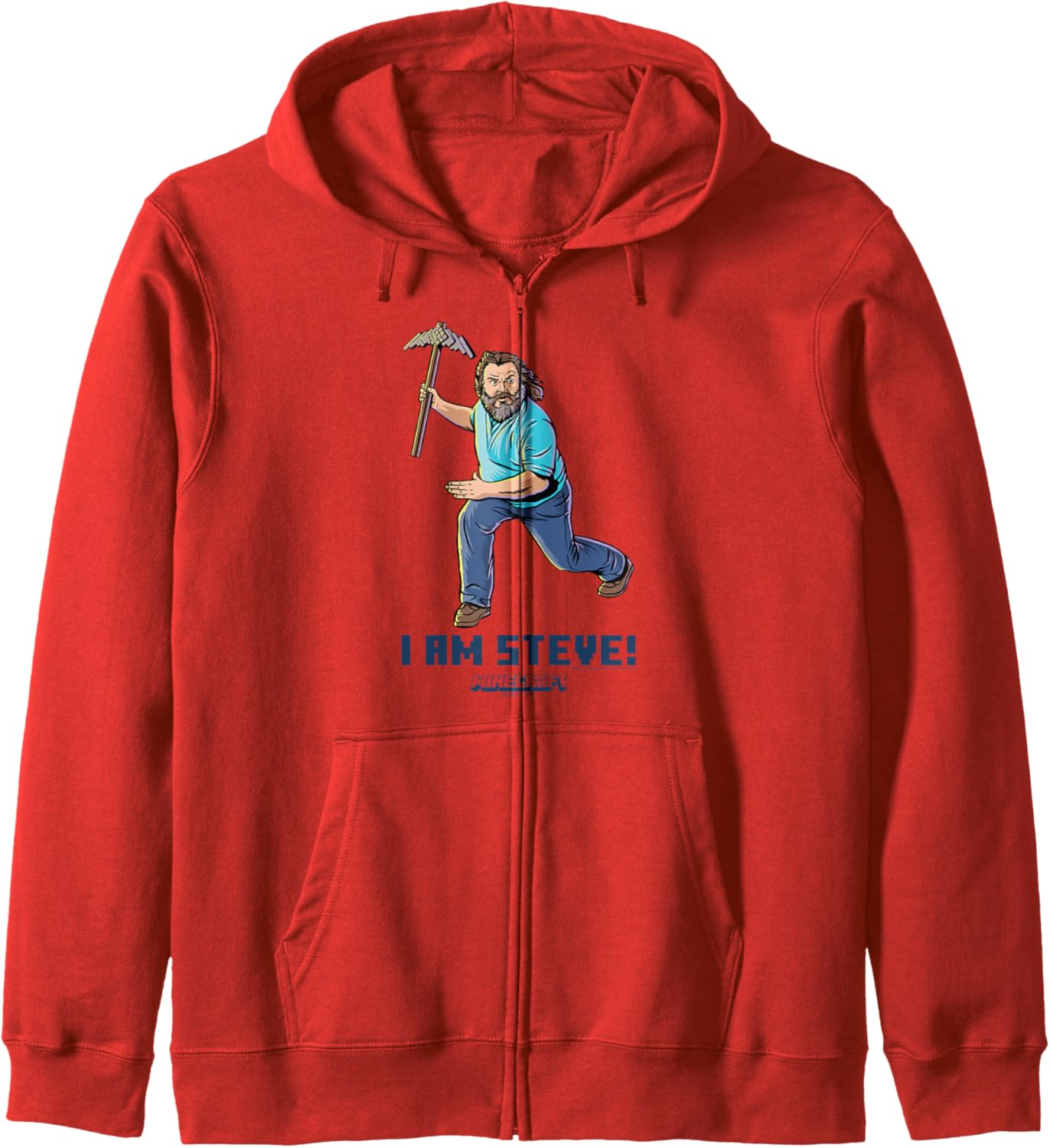 A Minecraft Movie I Am Steve Wielding Stone Pickaxe Zip Hoodie