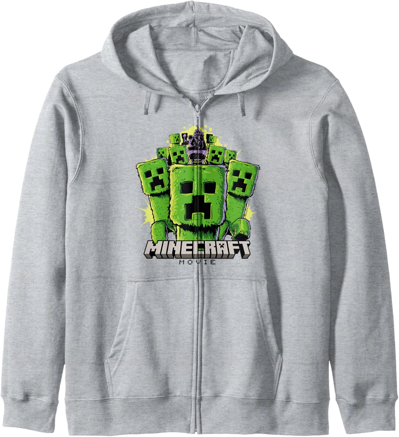 A Minecraft Movie Group Of Creepers Surrounding The Heroes Zip Hoodie